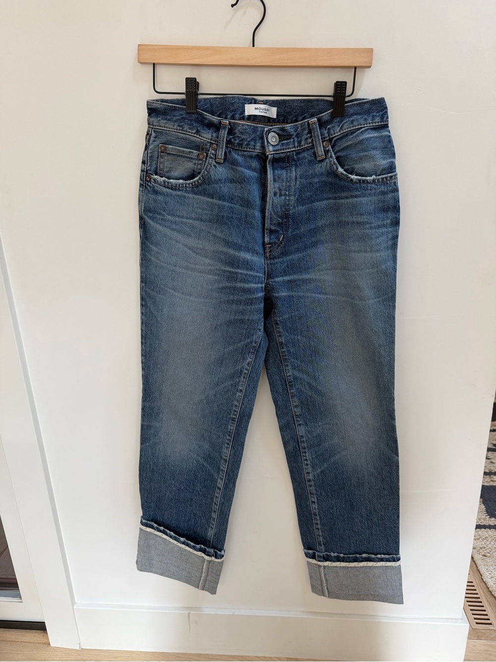 Moussy Washed Blue Boyfriend Crop Jeans